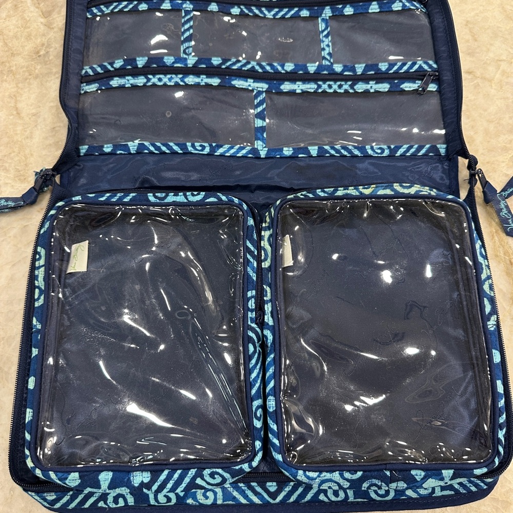 Vera Bradley Travel Organizer Hanging Jewelry Cosmetic Blue Quilted - Picture 3 of 7